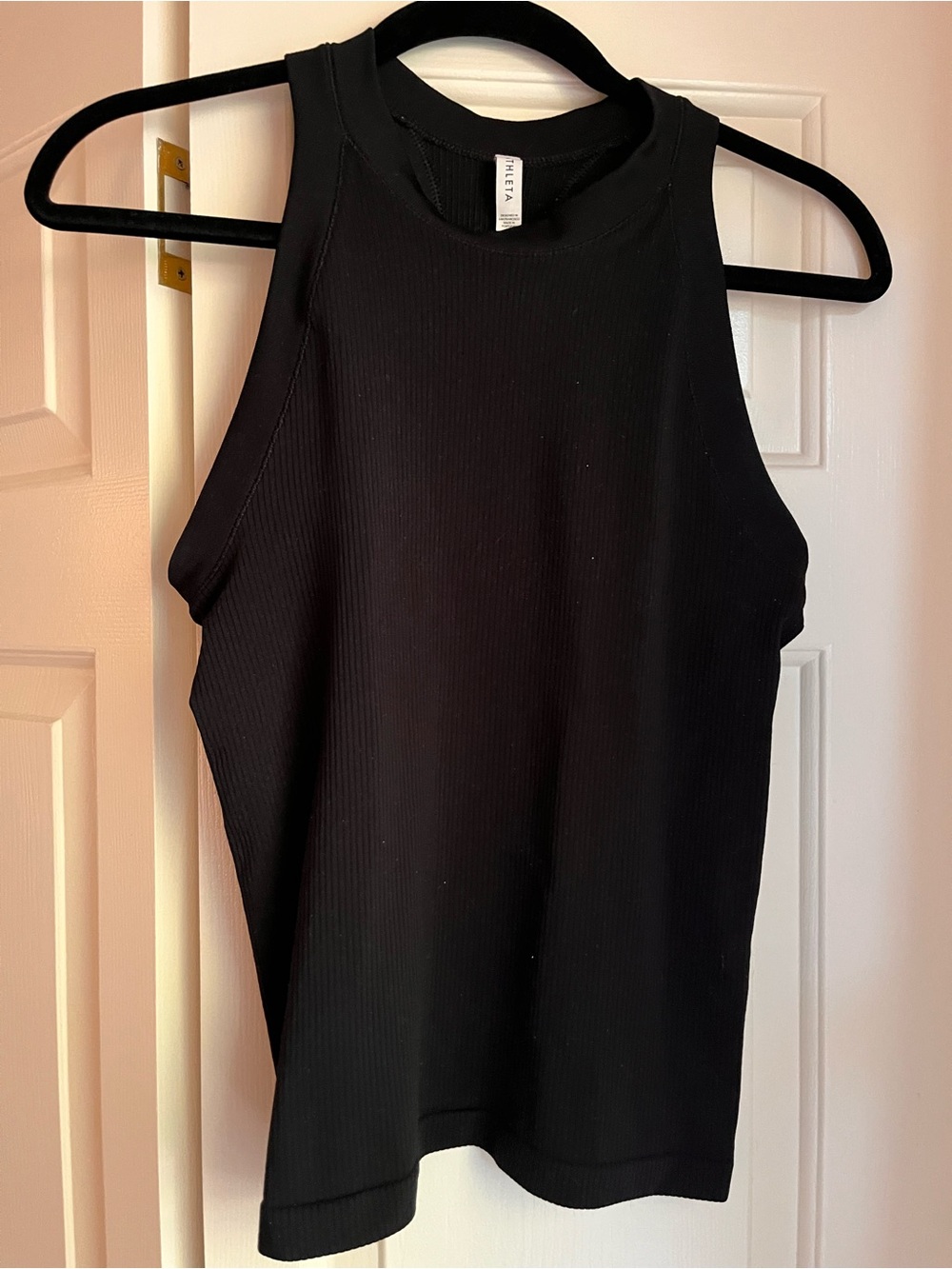 Athleta Black Ribbed High-Neck Tank